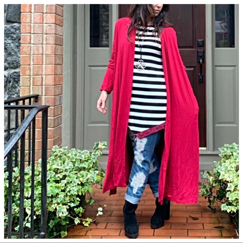 Beautiful Burgundy side pocket long duster - Picture 5 of 8